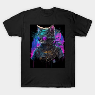 Cyberpunk cat robot T-Shirt